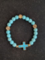 Turquoise and cross bead bracelet