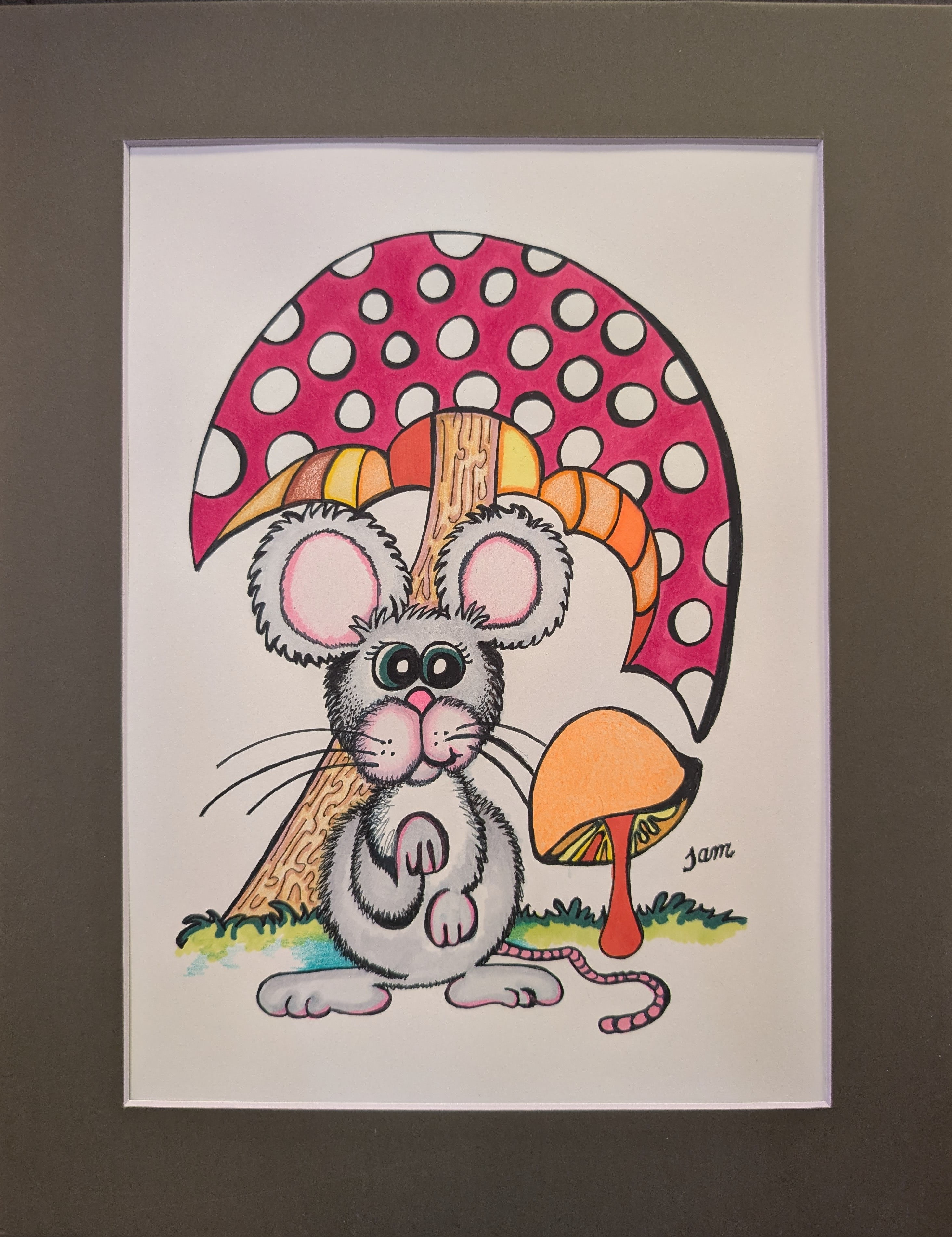 Mouse and Mushrooms - Original by Tambra