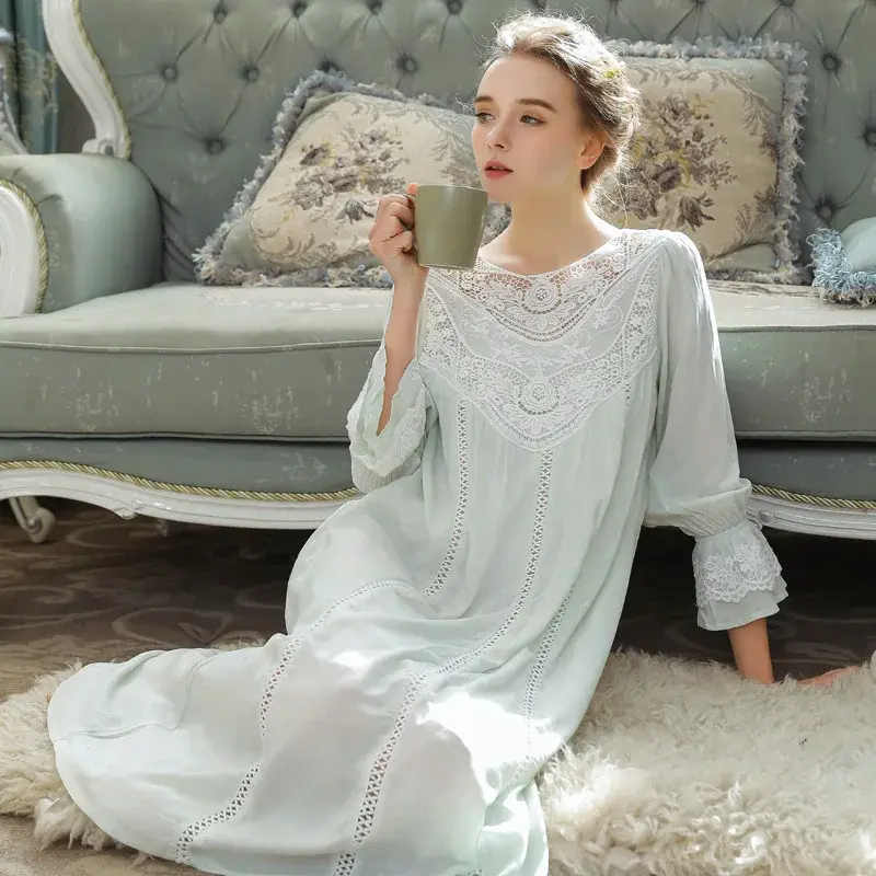 Thumbnail: Romantic Lace Nightdress Women French Style