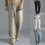 Thumbnail: Coldker Men's Cotton Linen Loose Casual Trousers