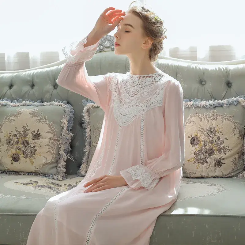 Thumbnail: Romantic Lace Nightdress Women French Style