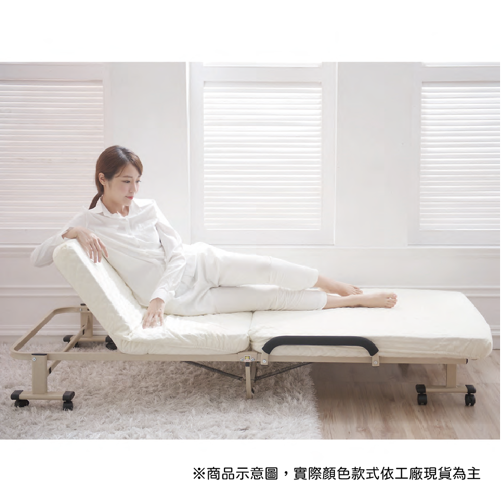 縮圖：免組裝14段菱格紋記憶棉摺疊床