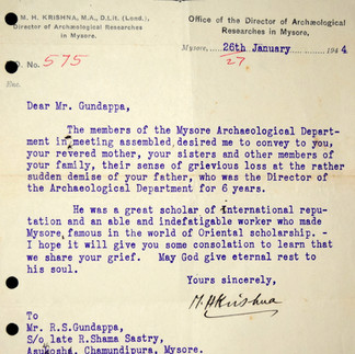 Letter to Rudrapatna Shamasastry