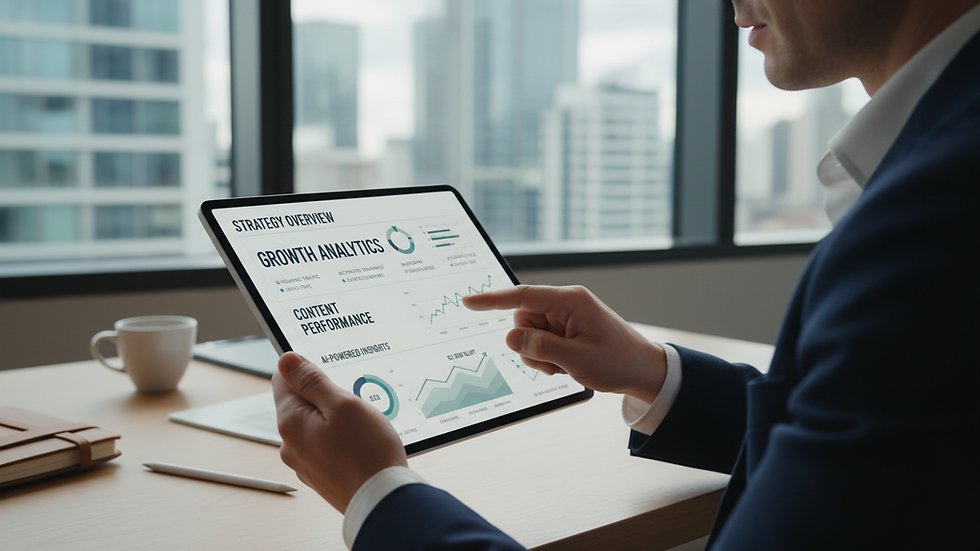 Close-up view of a person analyzing SEO metrics on a tablet