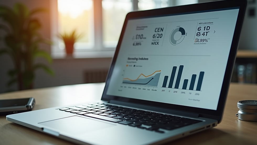 High angle view of a laptop displaying link-building statistics