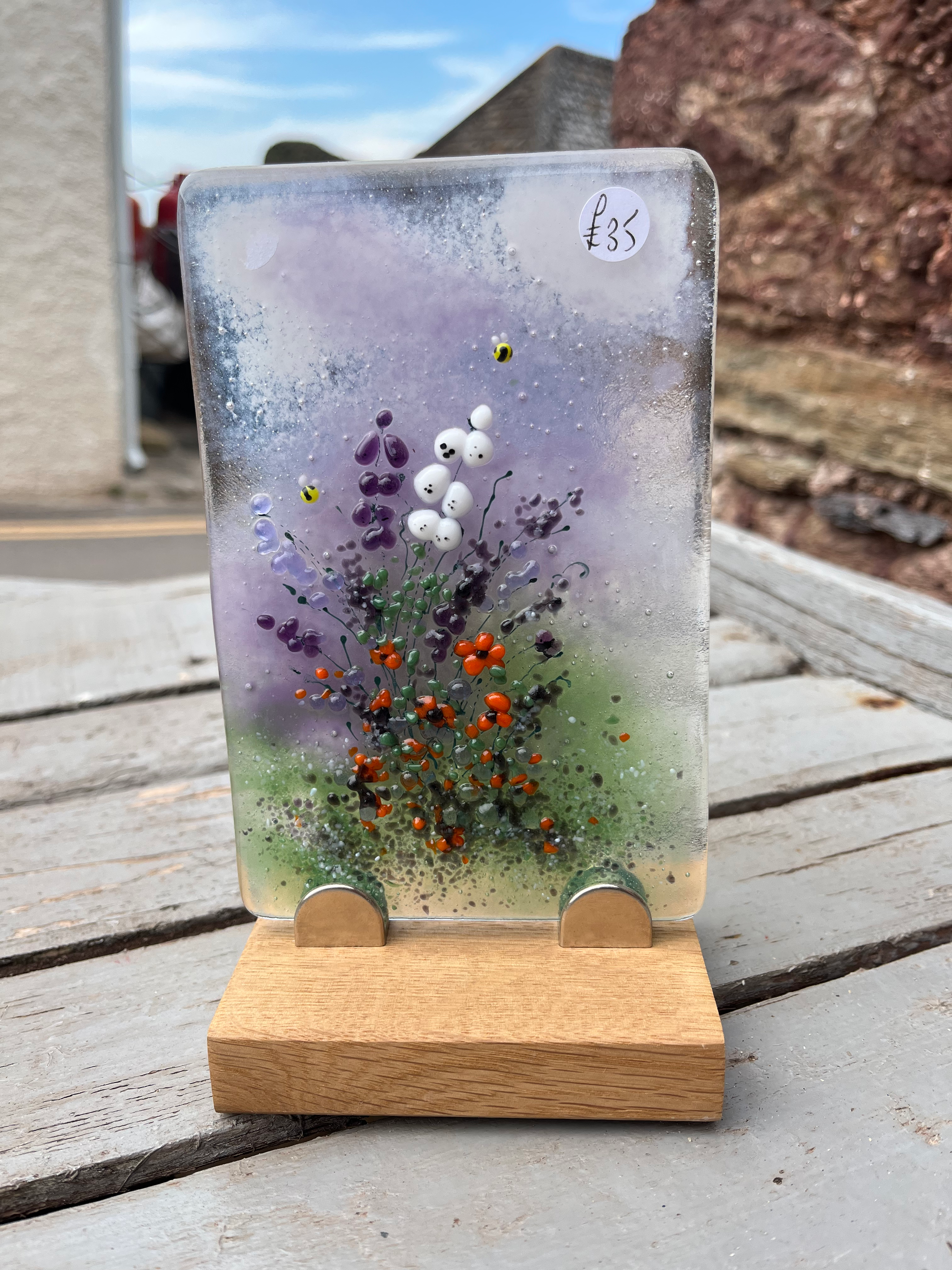 Floral fused glass