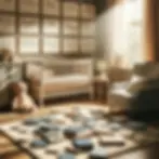 Cozy nursery room with sunlight, showcasing baby name books on a plush rug and custom baby names wall art, embodying the anticipation of naming a new baby.