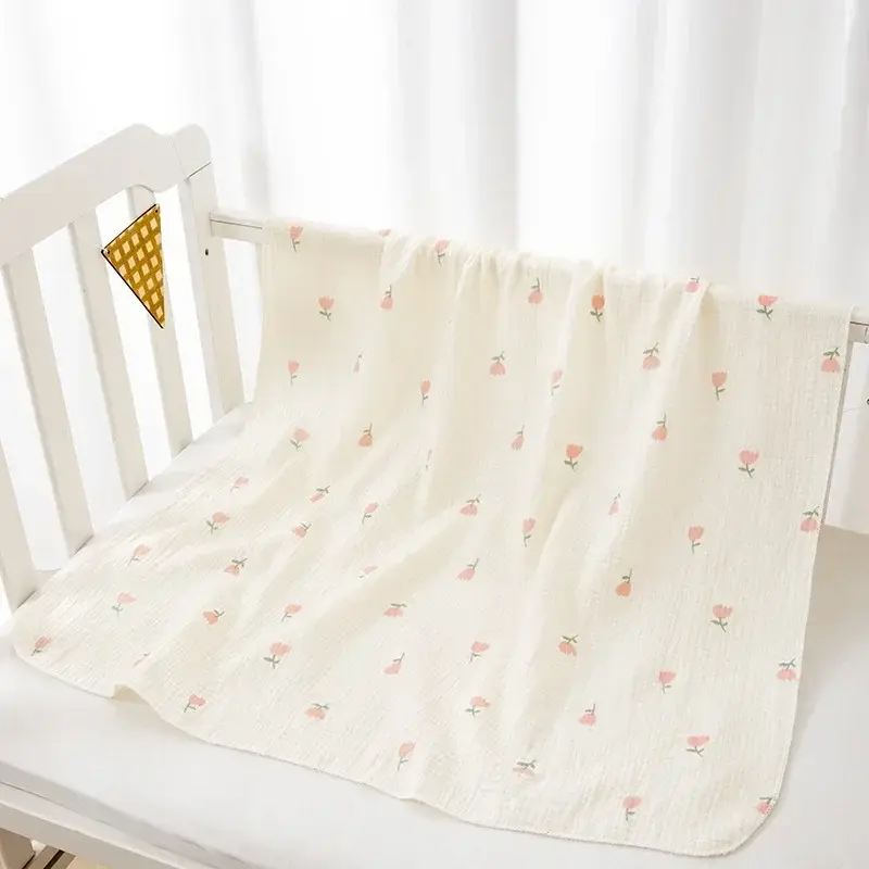 Thumbnail: 80x80cm Cotton Muslin Baby Swaddle Blanket & Bath Towel | Tot Trove Town