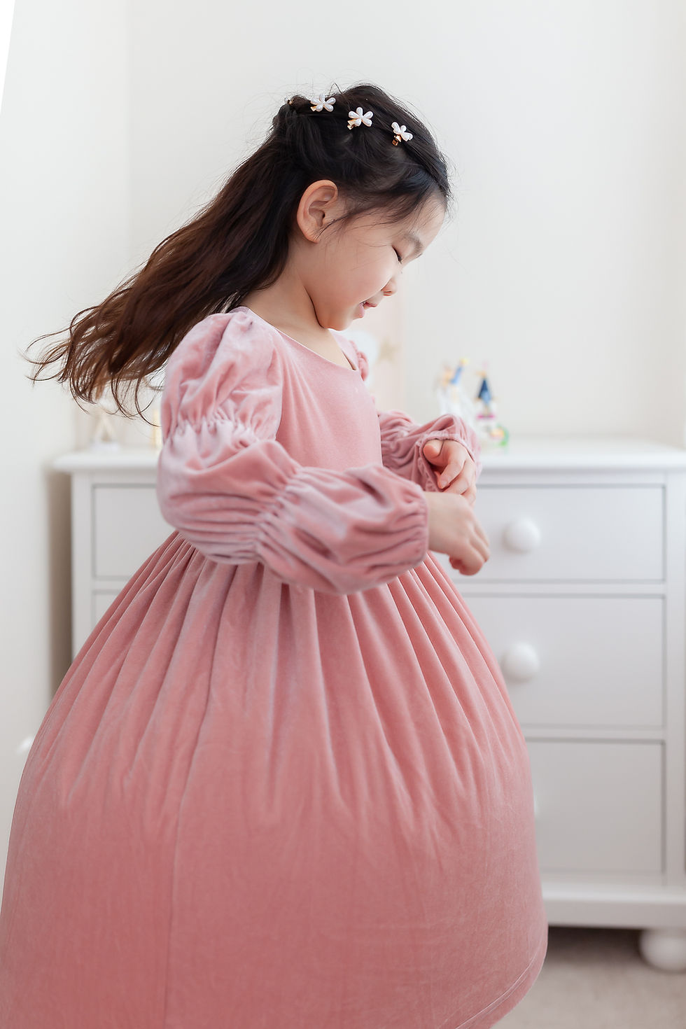 Thumbnail: The Emma Velvet Dress in Dust Pink