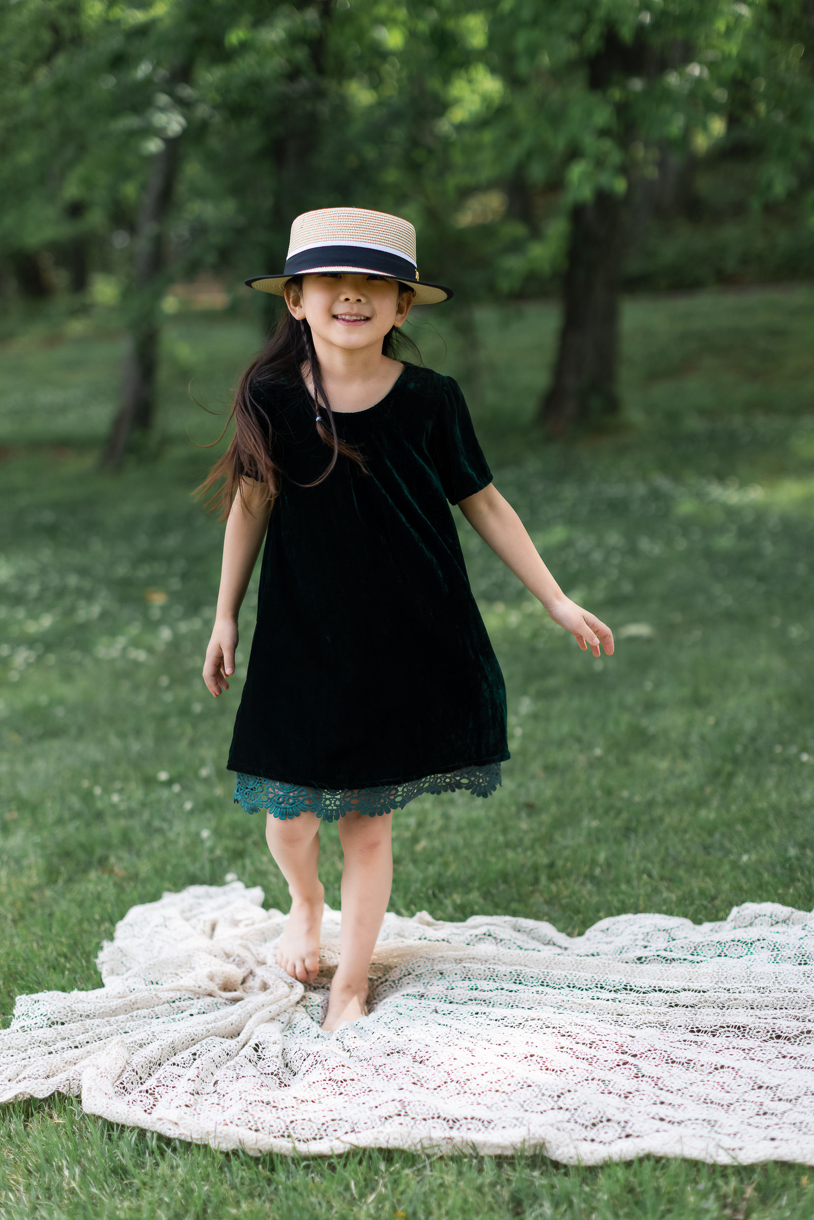 The Silk Velvet Dress in Dark Green