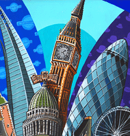 Neo Pop Art cityscape of London  (acrylic painting)