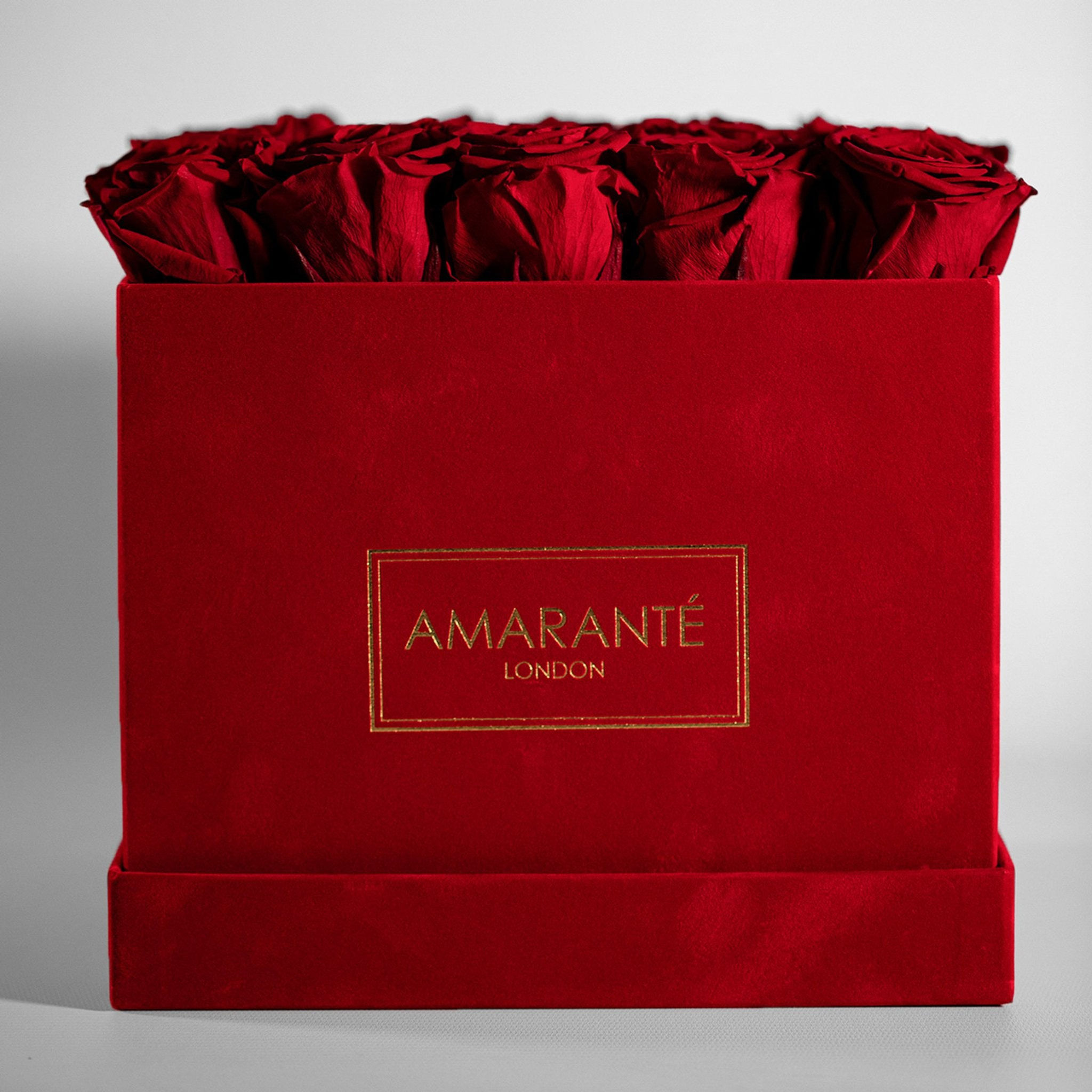 Large Red Square Suede Rose Box