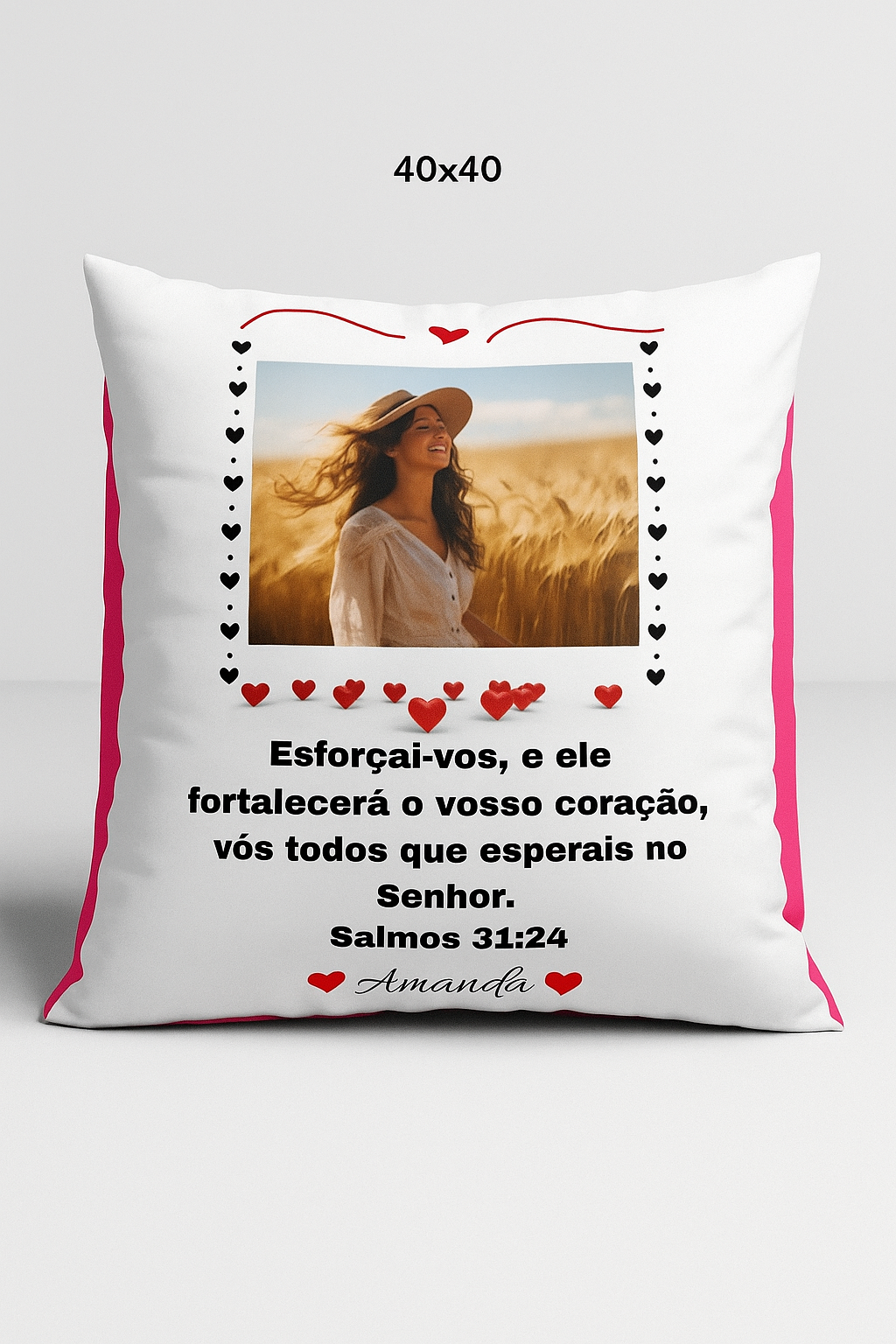 Capa para almofada personalizada com foto e mensagem+ Enchimento.