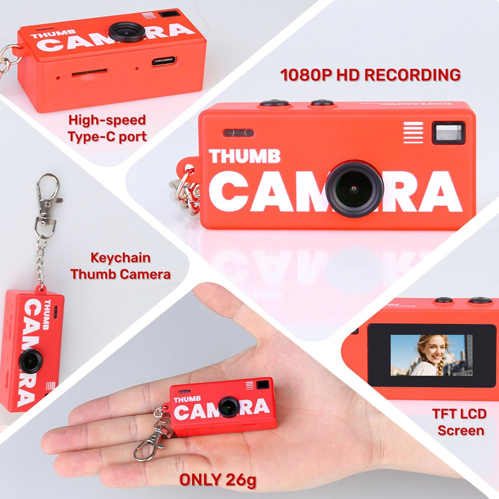 Mini câmera digital 10cm, câmera chaveiro, compatível cartão memória, 1080p.