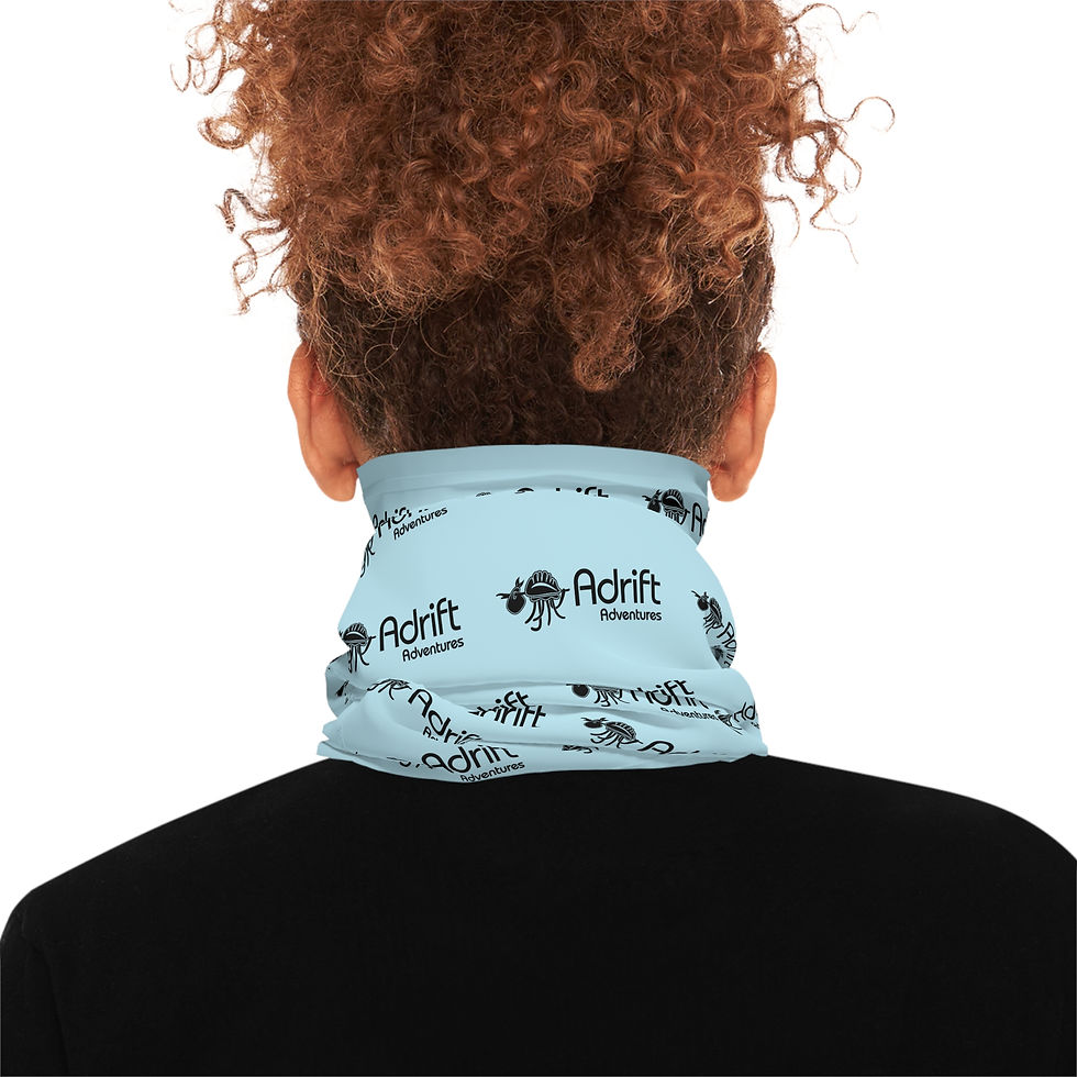 Thumbnail: Adrift Pattern Neck Gaiter — Light Blue Logo Face Covering