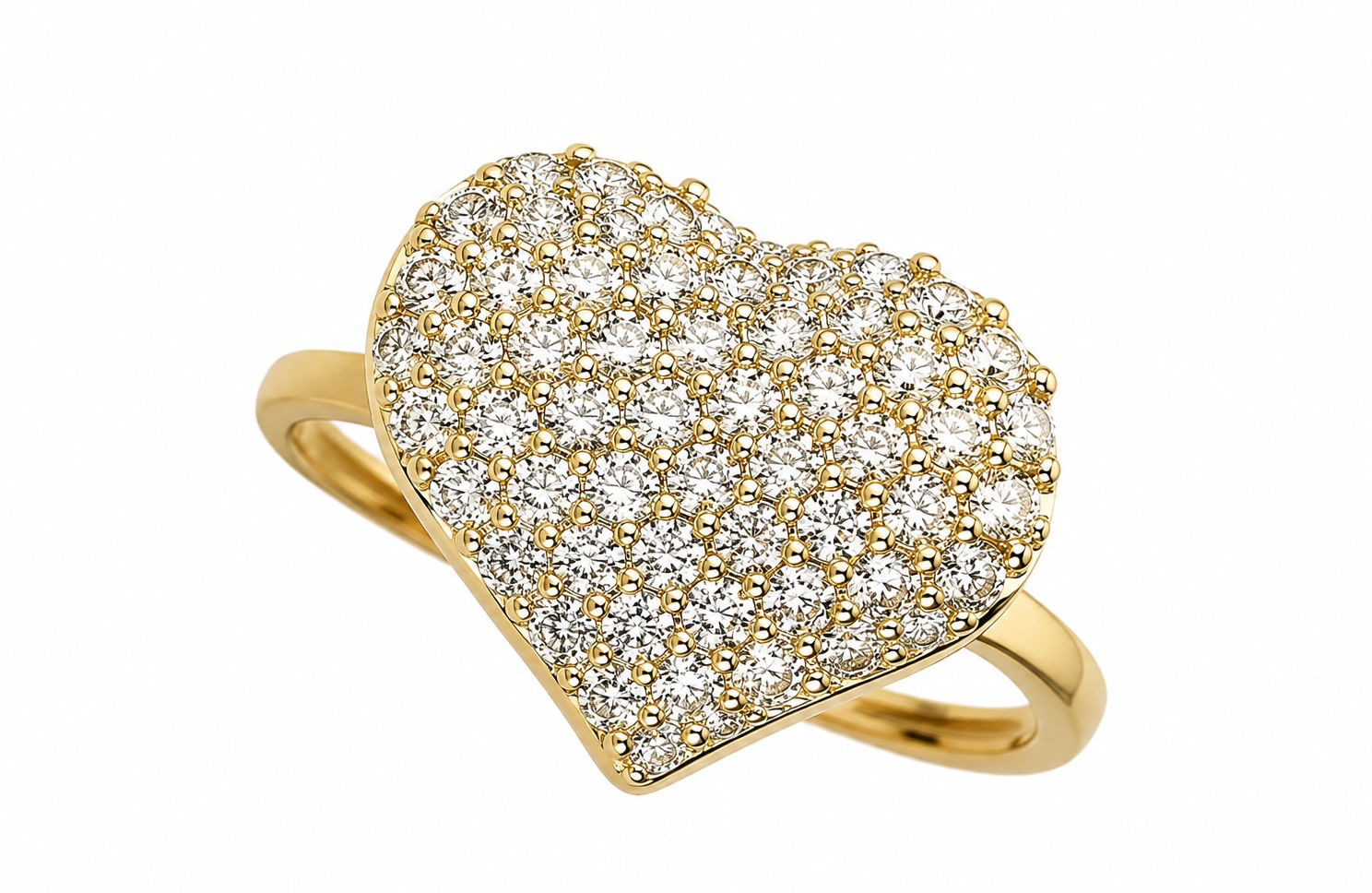 Éclat Crystal Gold Heart Cluster Ring