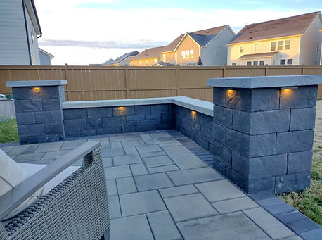 Modern-style seating wall installed at a 90-degree angle.