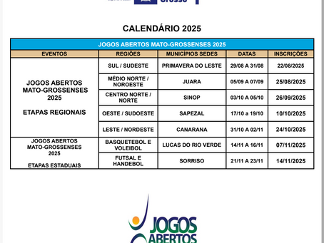 "Jogos Abertos Regionais Matogrossense da Norte e Centro Norte define Sinop como sede no começo de outubro"