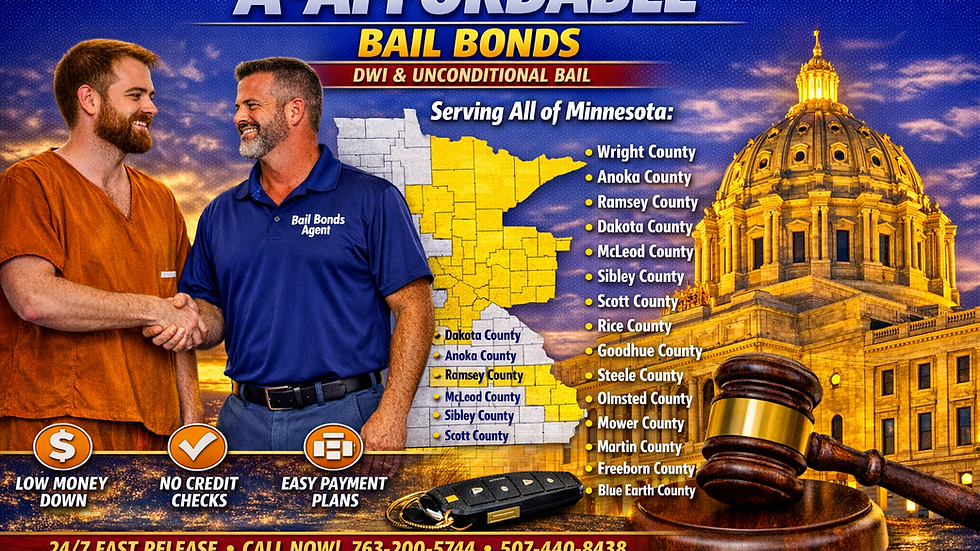 A-Affordable Bail Bonds in Minnesota, Lowest money down allowed by law, payment plans