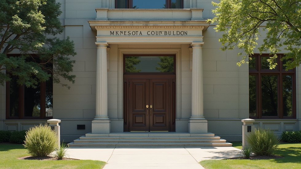 Close-up view of a Minnesota court building entrance