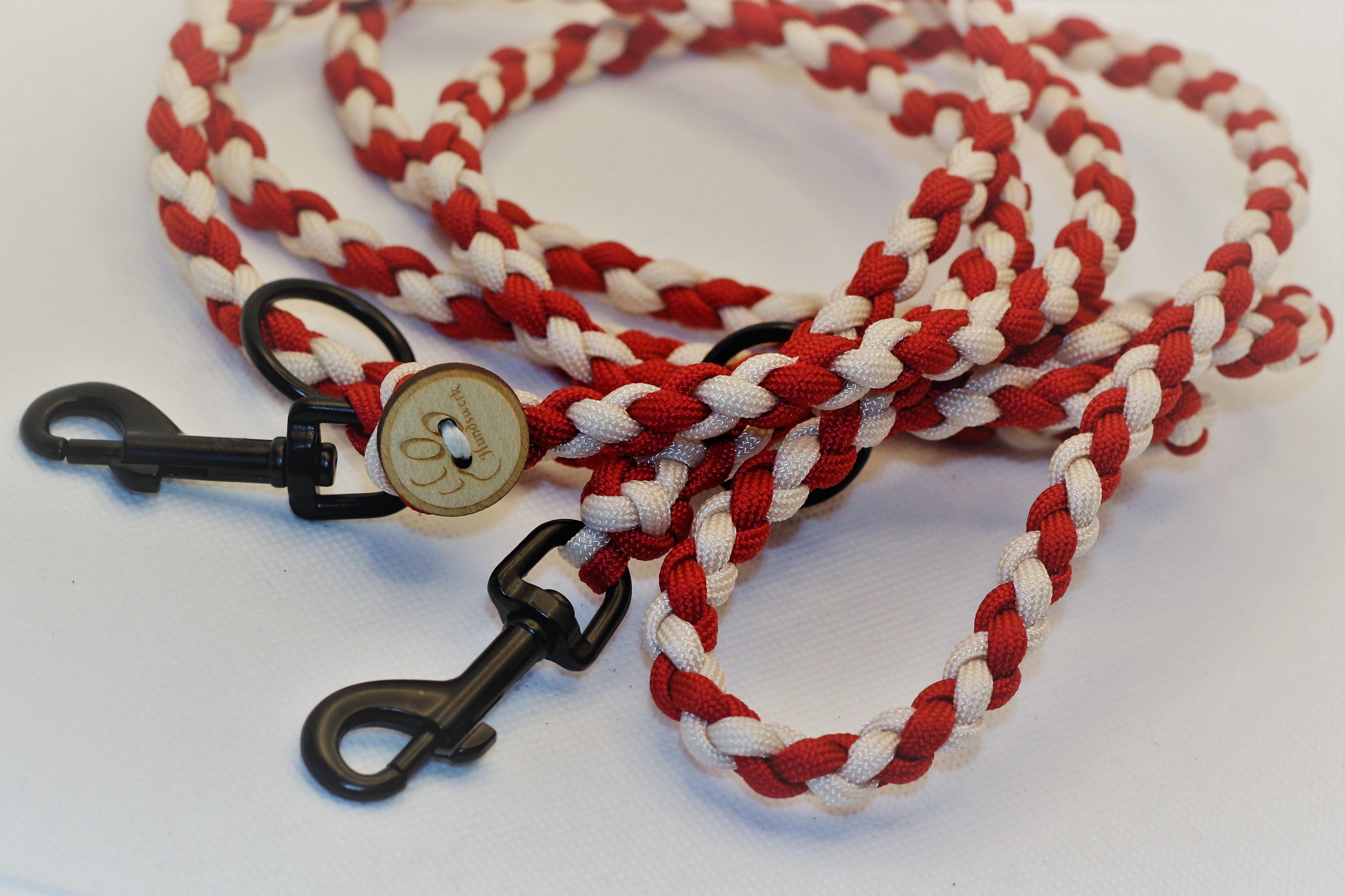 Hundsgflecht Leine Creme / Rot - XS / S