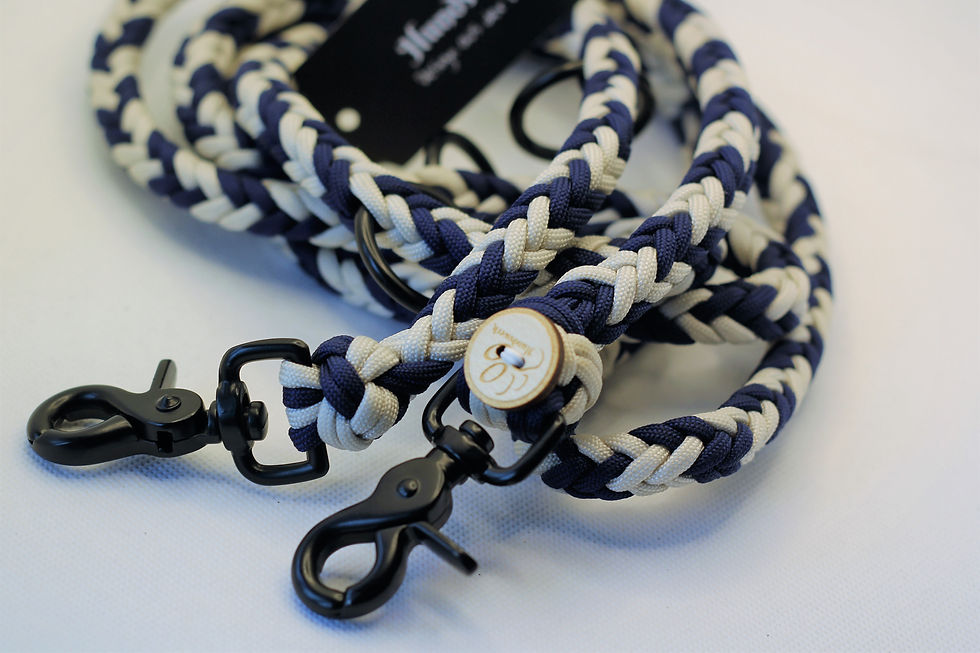 Hundsgflecht Leine Dunkelblau / Creme - L / XL