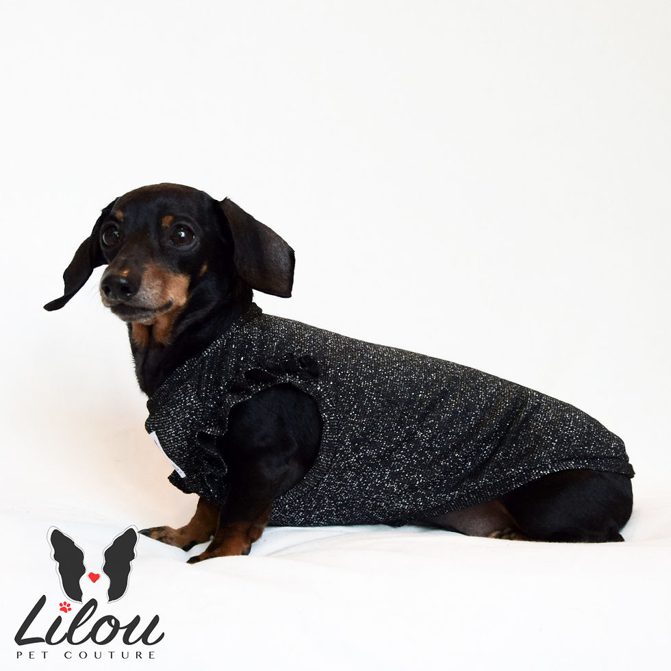 Miniatura: T-SHIRT TRILLY ROUCHES GLITTER BLACK