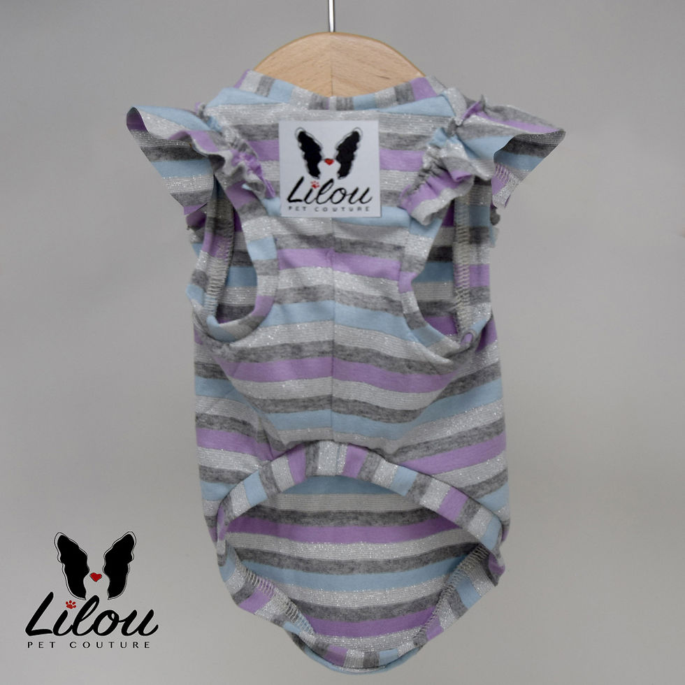 Miniatura: T-SHIRT TRILLY ROUCHES STRIPES PURPLE