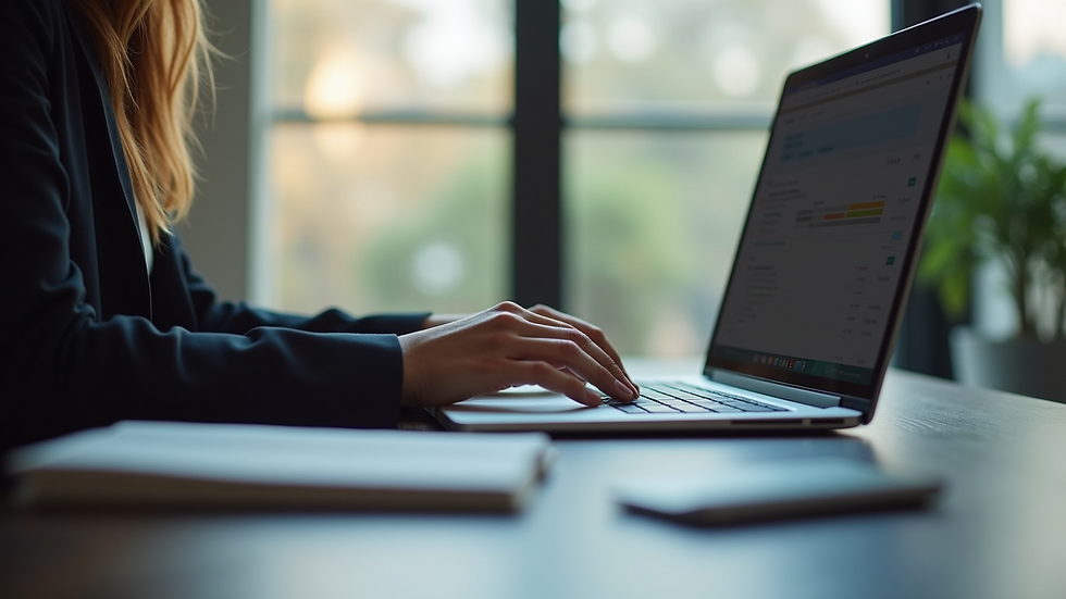 Eye-level view of a virtual assistant working on social media management