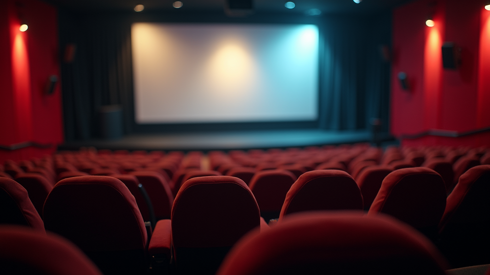 High angle view of a movie theater during closing credits