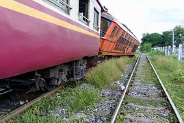 Train accident on train track.