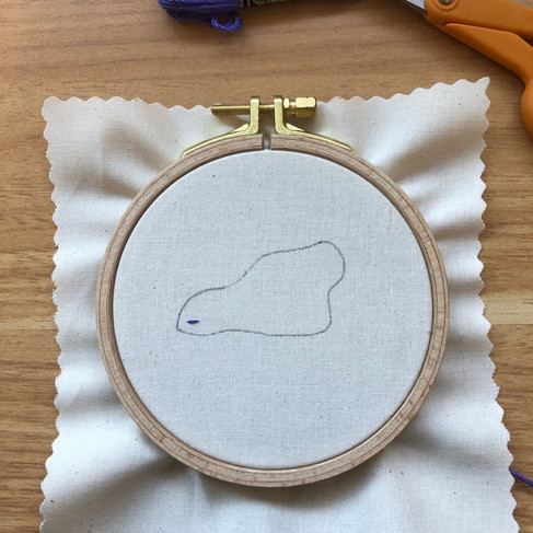 hand embroidery with purple tread