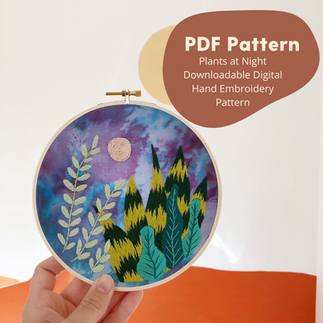 Night Plants Embroidery Pattern