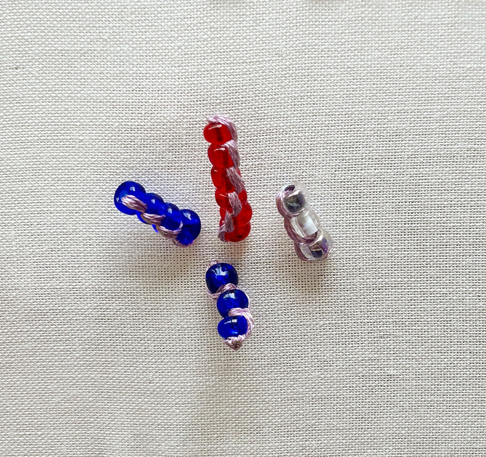 Drizzle Stitches with varying beads and dizzles