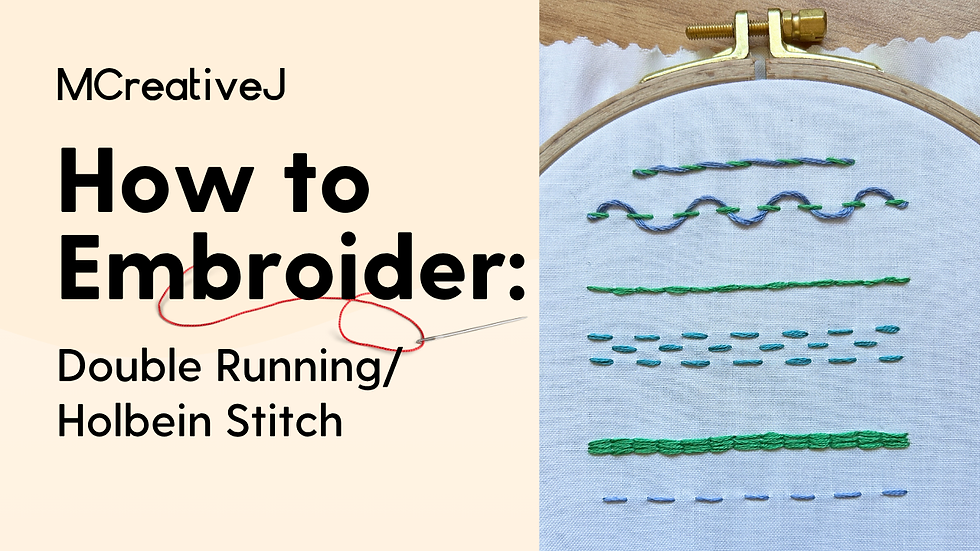 How to Embroider: Double Running/ Holbein Stitch- Video and Step by Step Tutorial