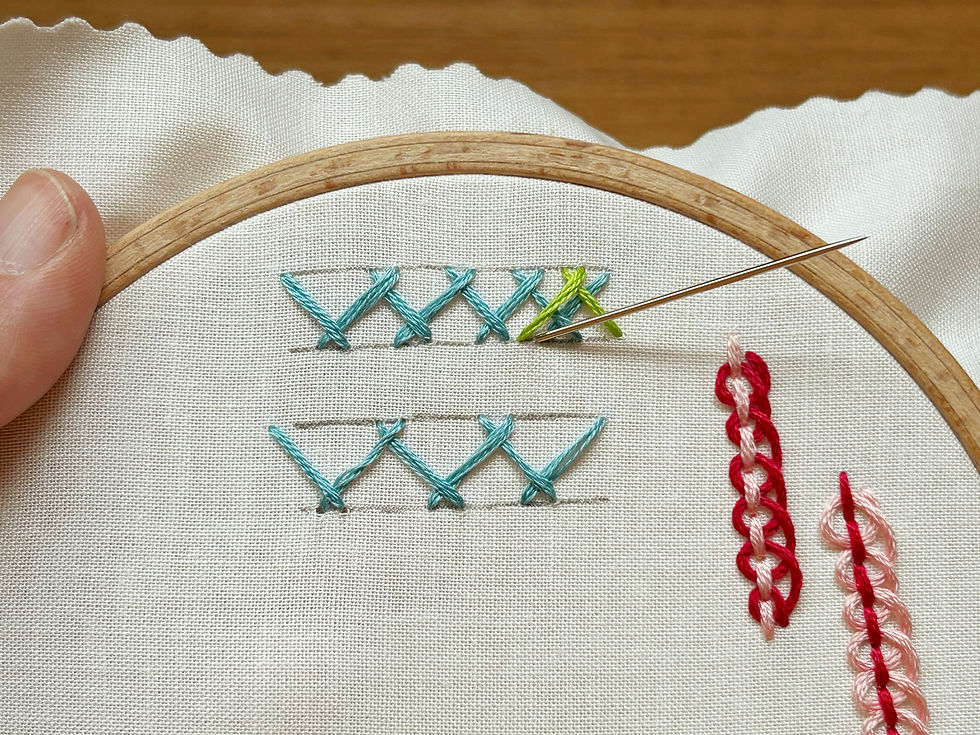 Double herringbone stitch step 4