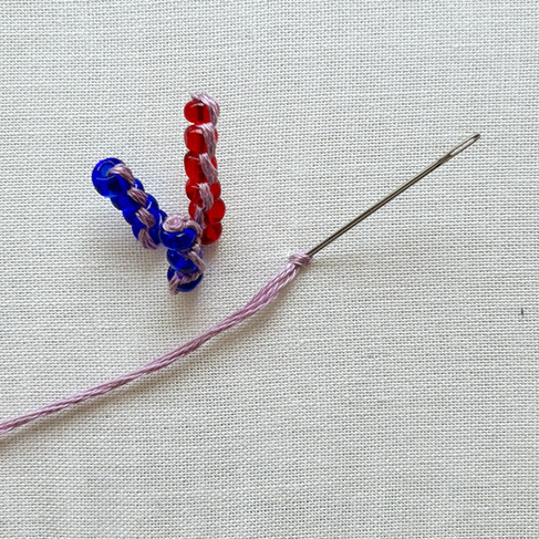 Multi-Bead Drizzle Stitch Step 2b