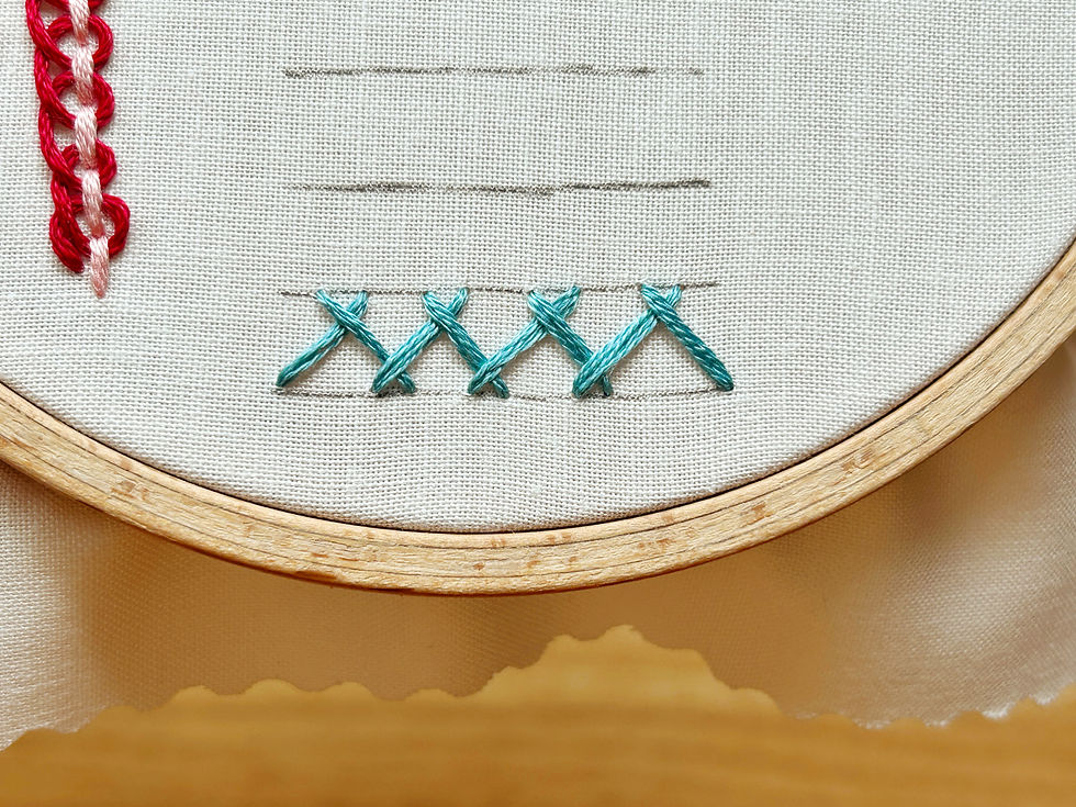 Herringbone stitch step 5