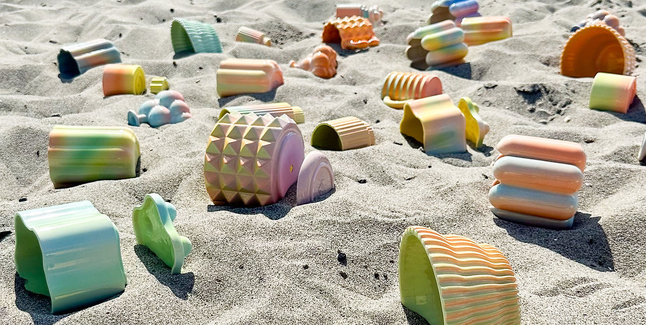 rainbow ceramics in sand