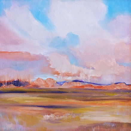 Oil Painting on Canvas Panel of a painterly scene of a southwest desert.