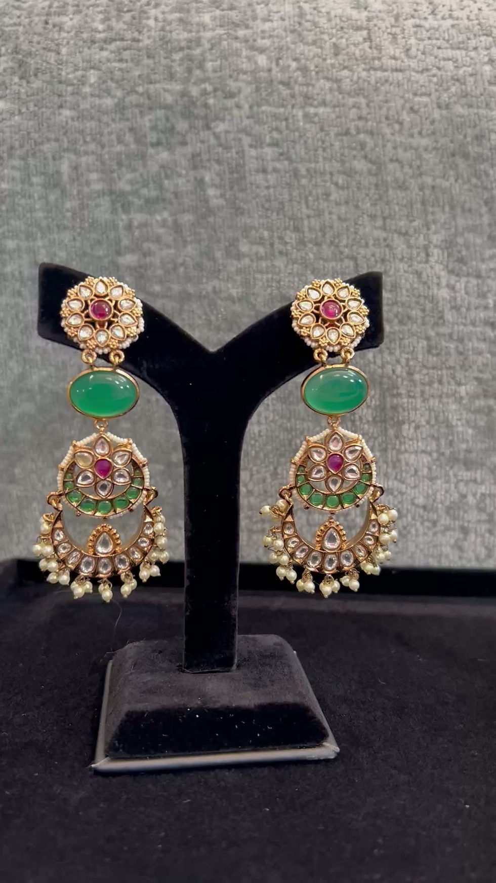 Thumbnail: Meher Mint & Blush Kundan Earrings