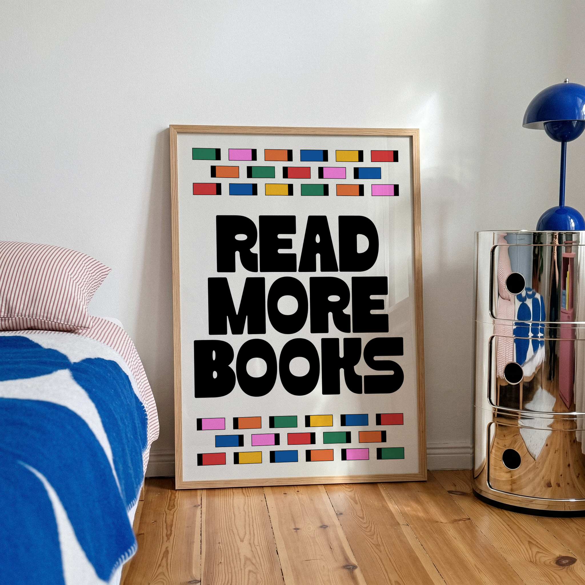 Read More Books renkli tipografi kitap posteri