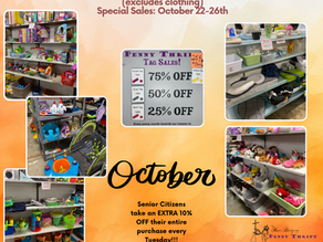 Score Big Savings at Penny Thrift Store this Week (October 22-26th): 50% OFF Toys, Games, Puzzles, & Baby Items (excludes clothes). Tag Sales up to 75% OFF!
