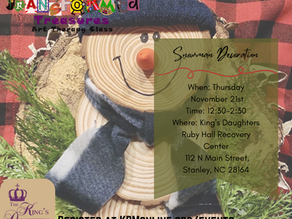 Transformed Treasures Art Therapy Class- Let's Build a Snowman