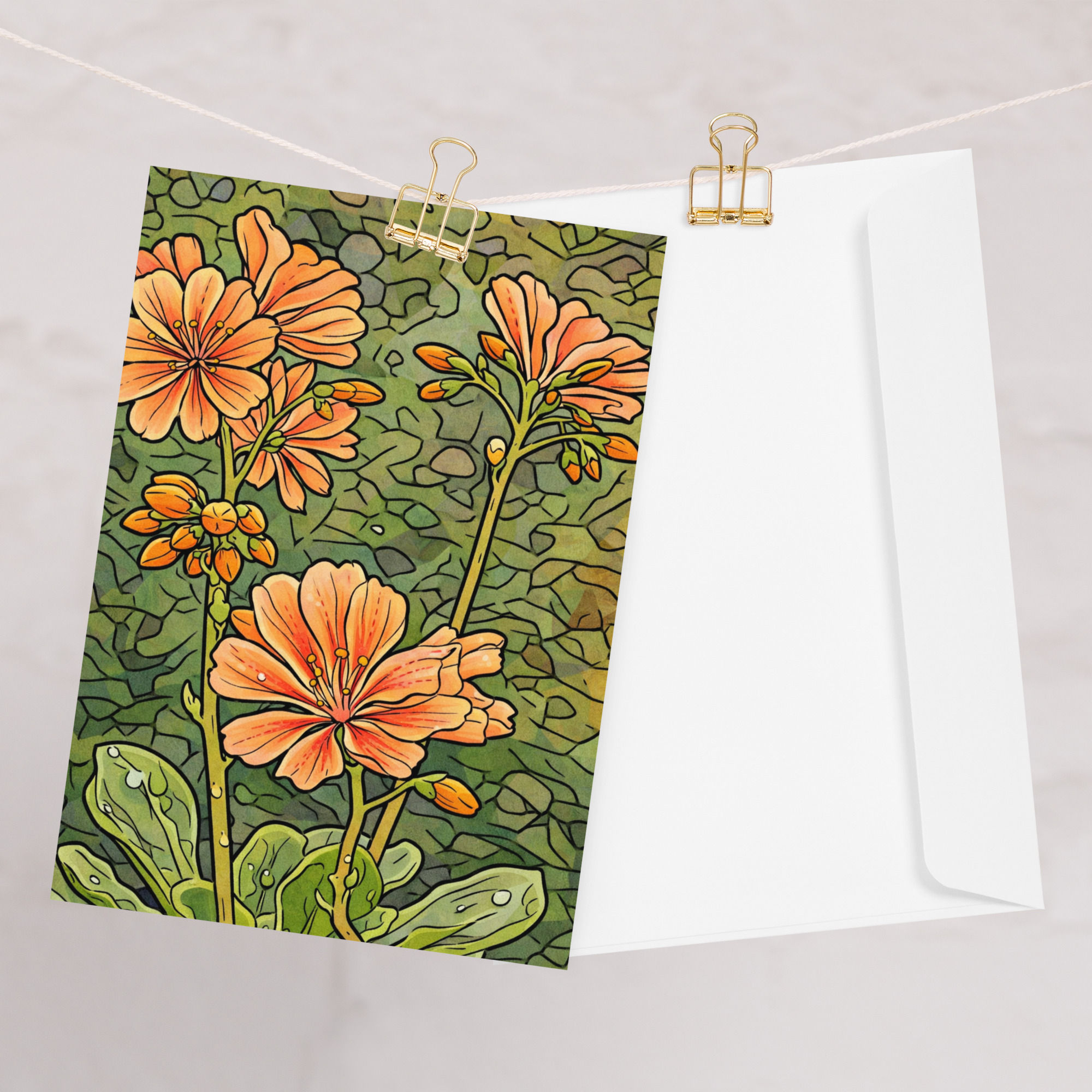 Orange Lewisia greeting card