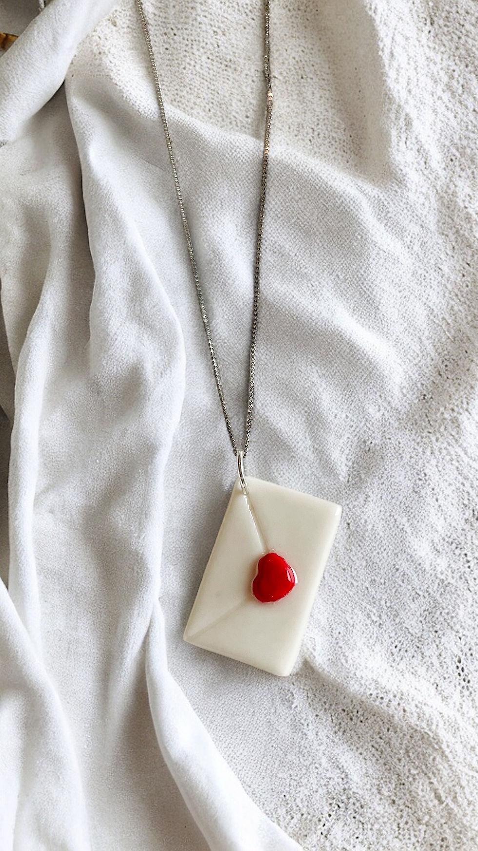 Thumbnail: Handmade Porcelain Pendant Love Mail with Necklace
