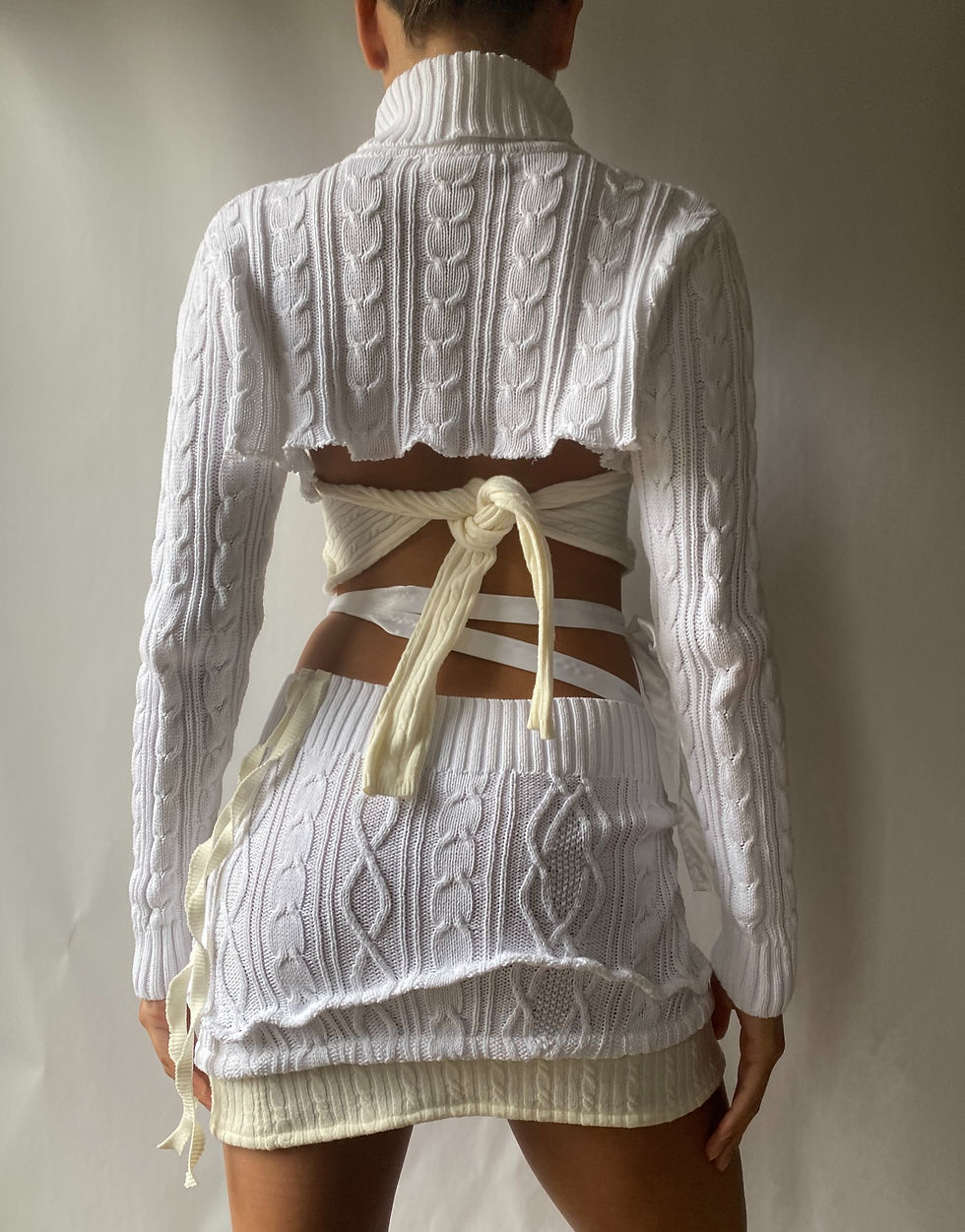 Thumbnail: 1/1 Upcycled Knit Top + Mini Skirt Set