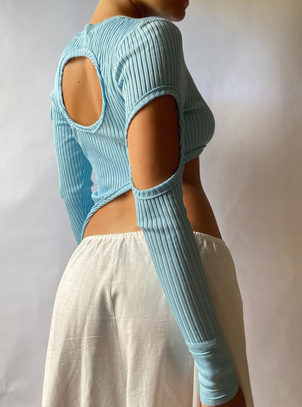 Thumbnail: 1/1 Upcycled Cutout Knit Long-Sleeve Top