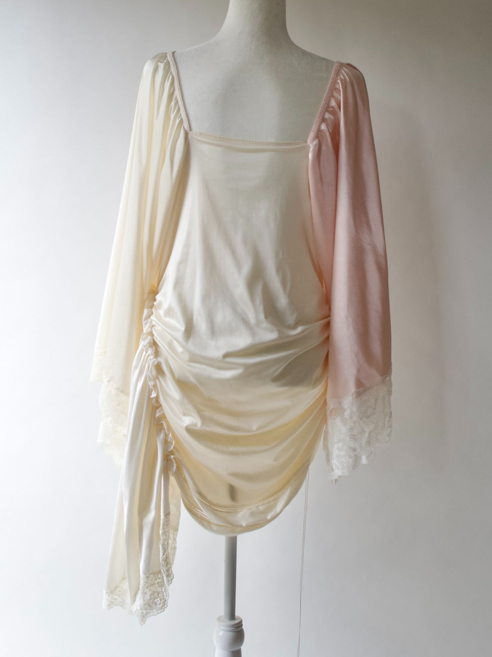 Thumbnail: 1/1 Upcycled Ruched Bell Sleeve Slip Dress