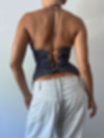 Thumbnail: 1/1 Upcycled Gray Denim Split Halter Corset